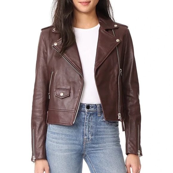 Mackage 'Baya' Bordeaux Leather Jacket Size: SP - Picture 1 of 9